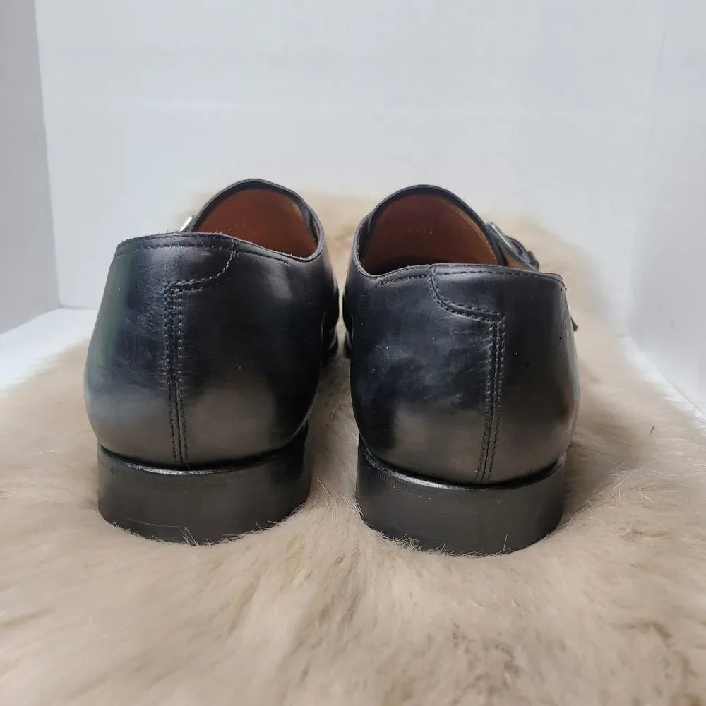 Ralph Lauren Mens Calf Monk Strap Black Leather Oxford Shoes Size 11